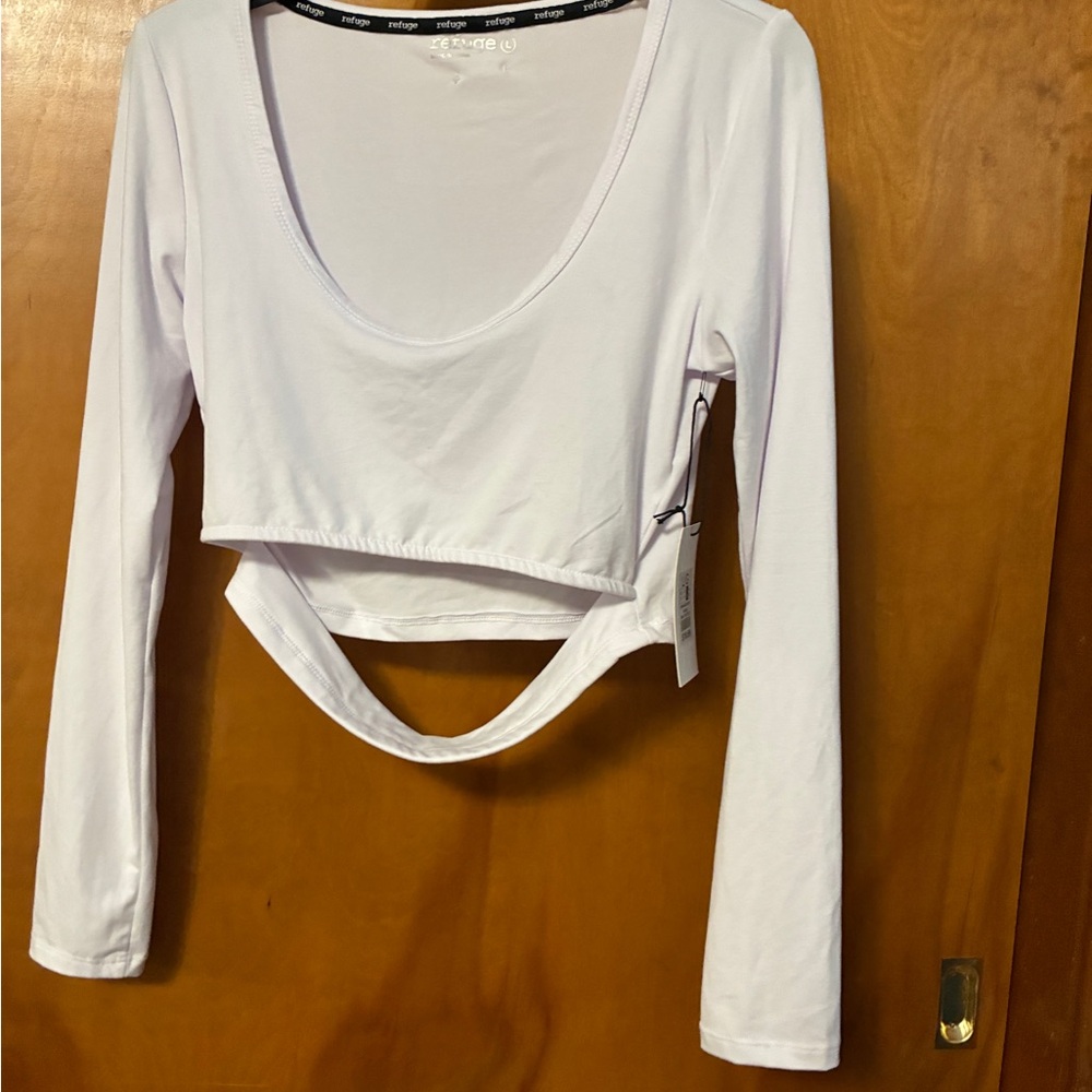 Refuge White Long Sleeve Crop Top